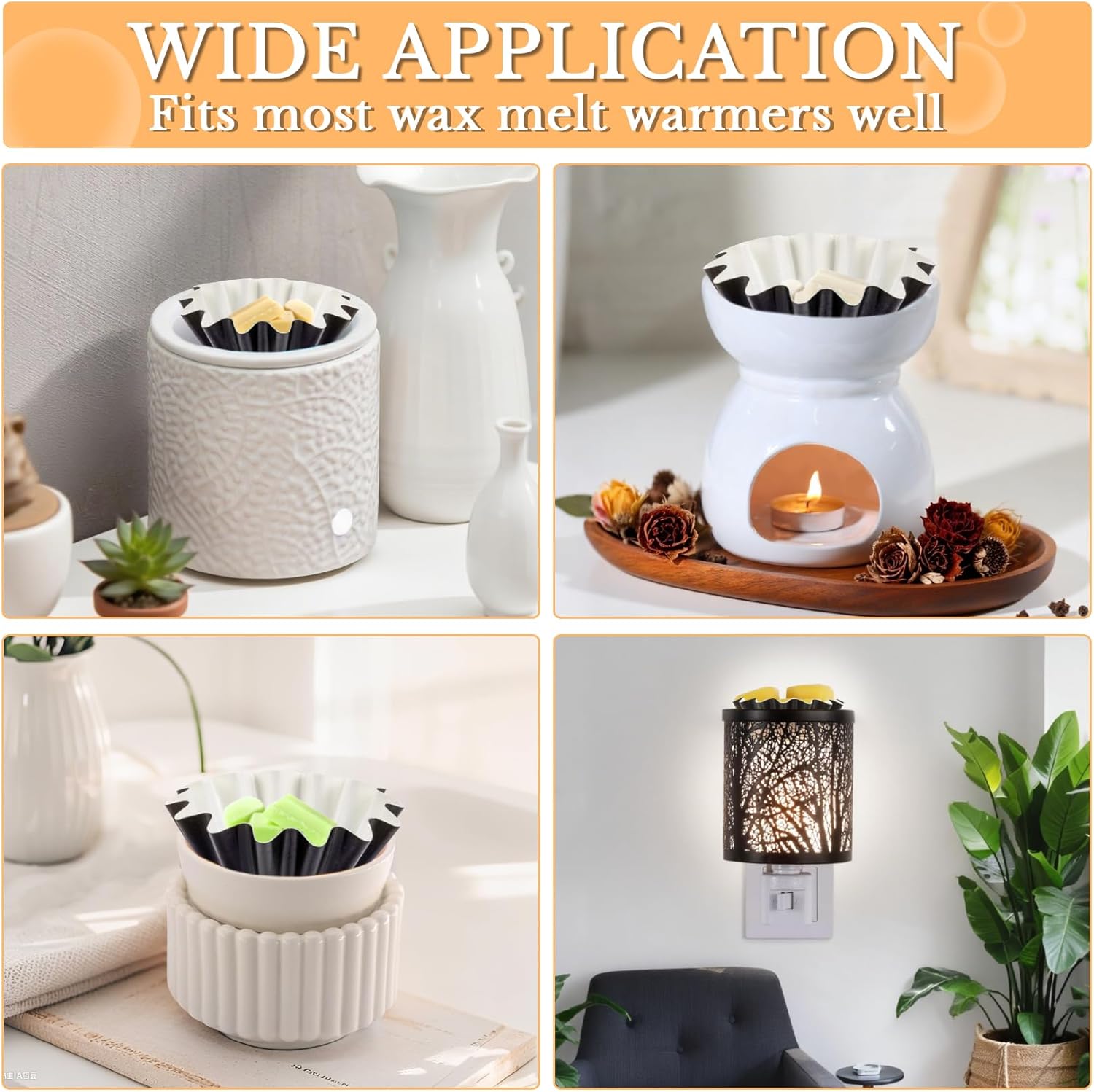 50PCS Reusable Wax Melt Liners - Leakproof Black Cups for Wax Warmers