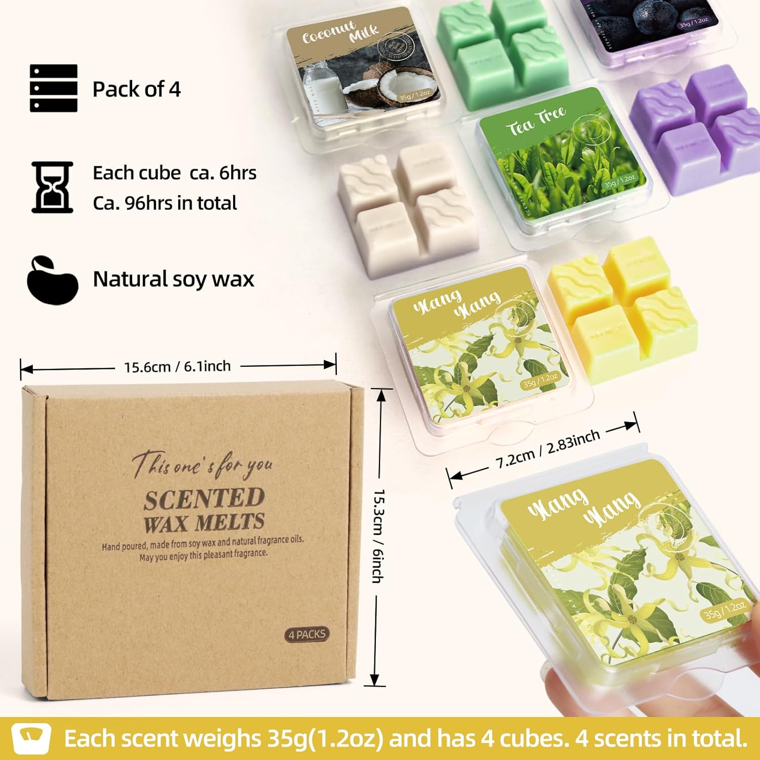 SENSHMAY Soy Wax Melts Gift Set 4 Scents