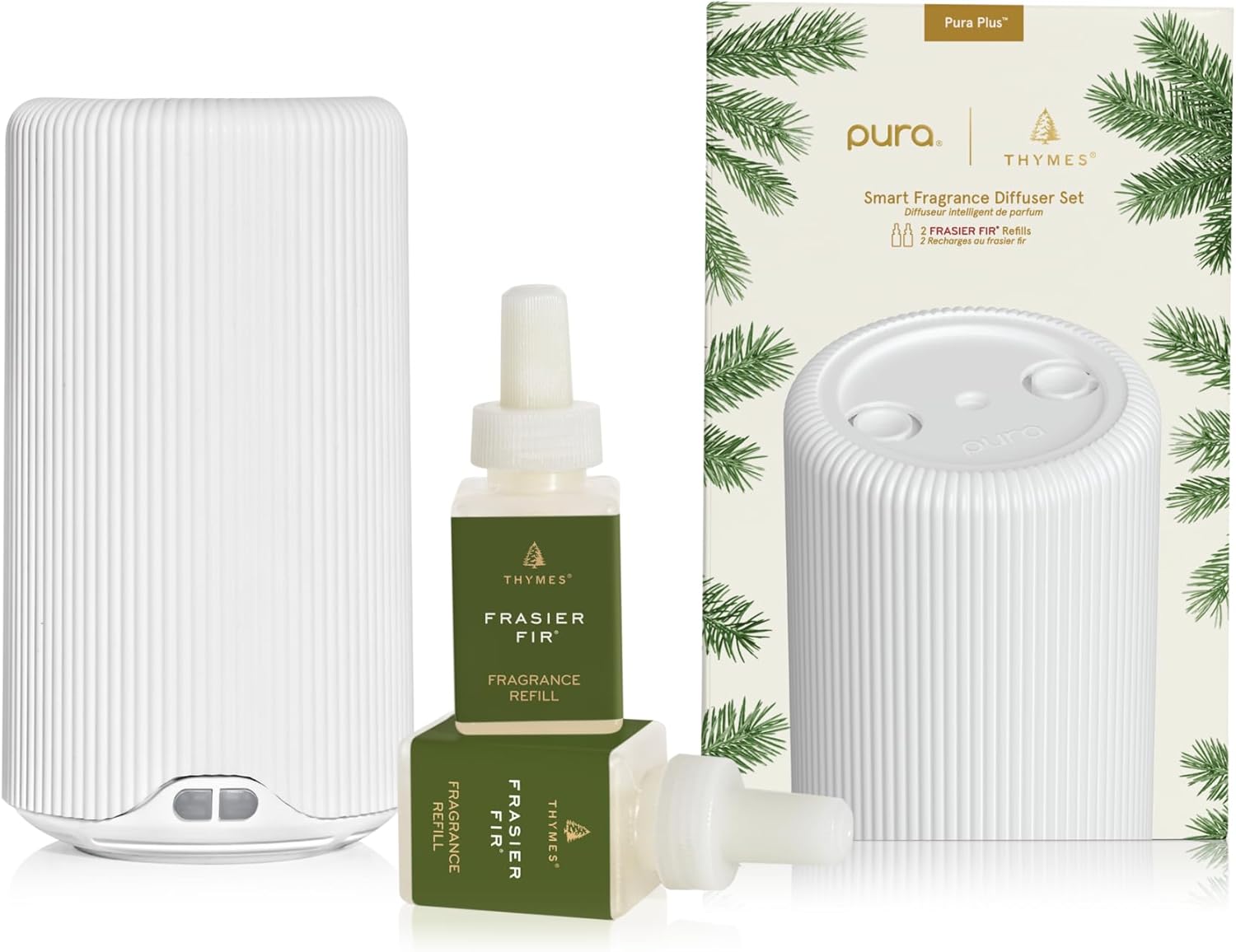 Thymes Pura Plus Smart Diffuser Kit with Frasier Fir Refills