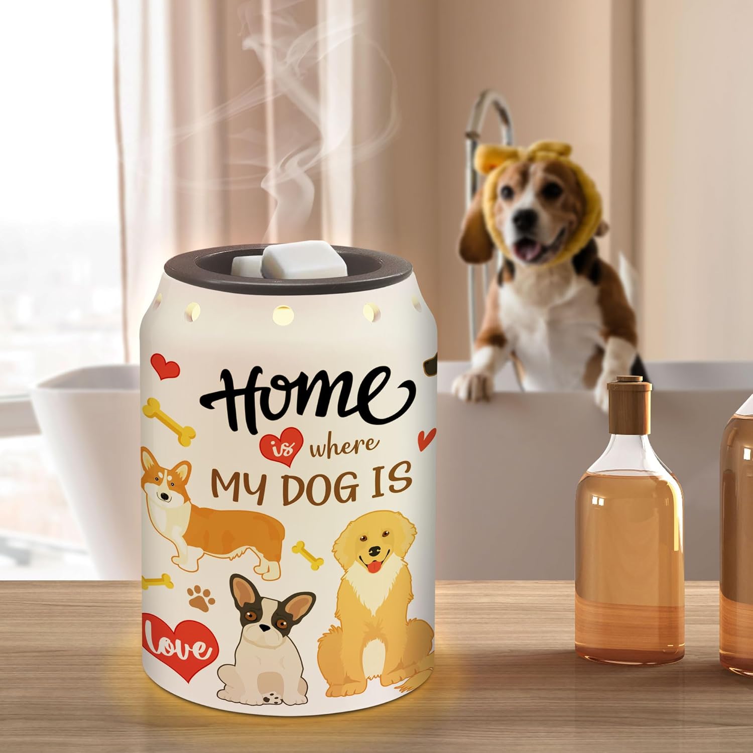 Dog Wax Melt Warmer Ceramic Dog Decor Cozy Home Fragrance