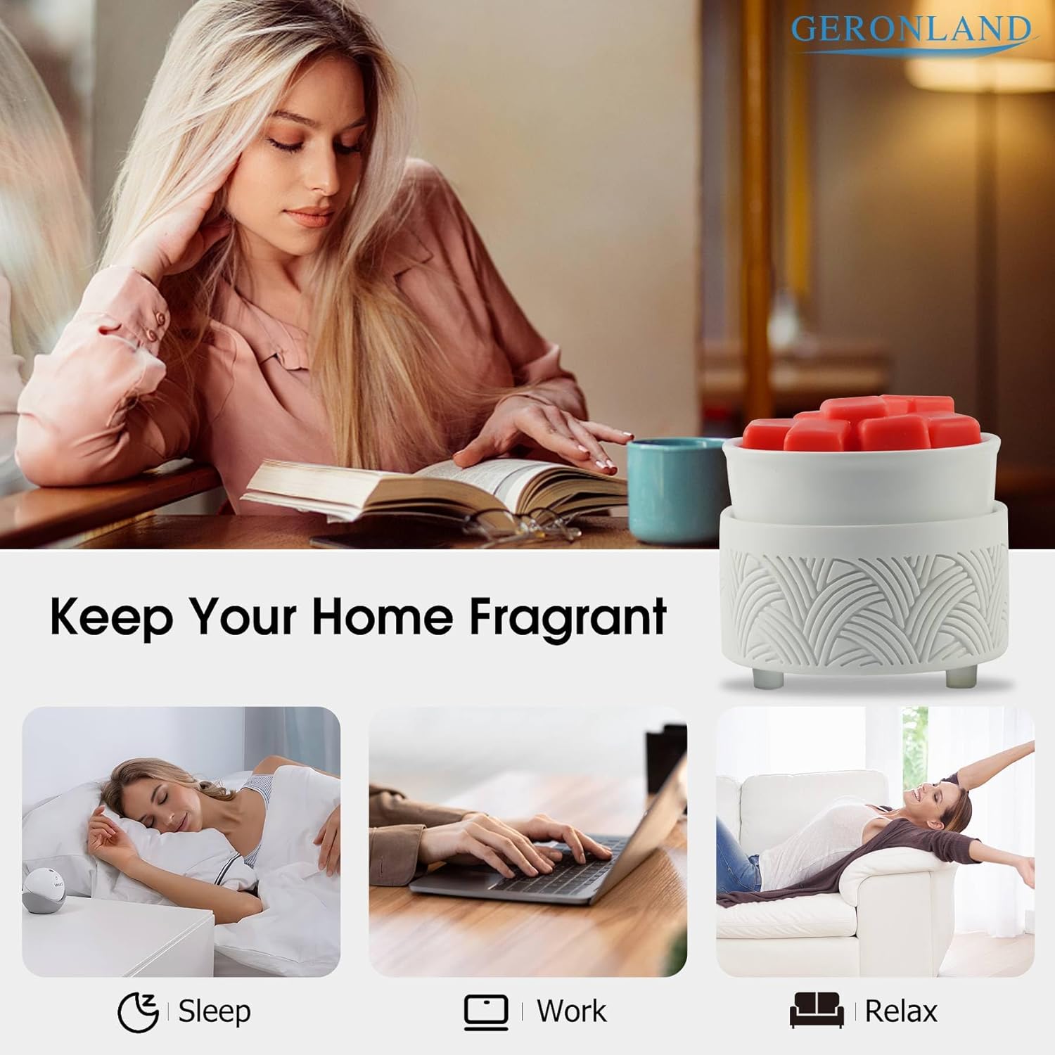 Geronland 3-in-1 Electric Wax Melt Warmer Ceramic