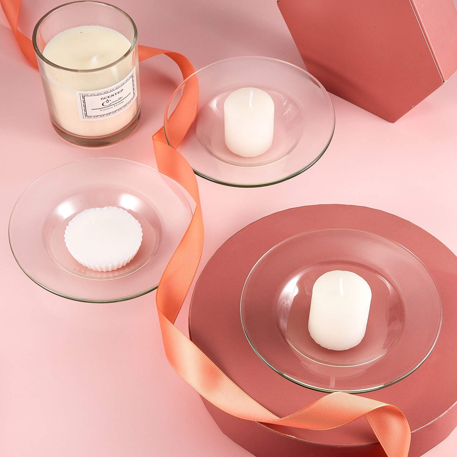 Patelai 3 Pack Round Glass Oil Warmer Dish for Aroma Lamps