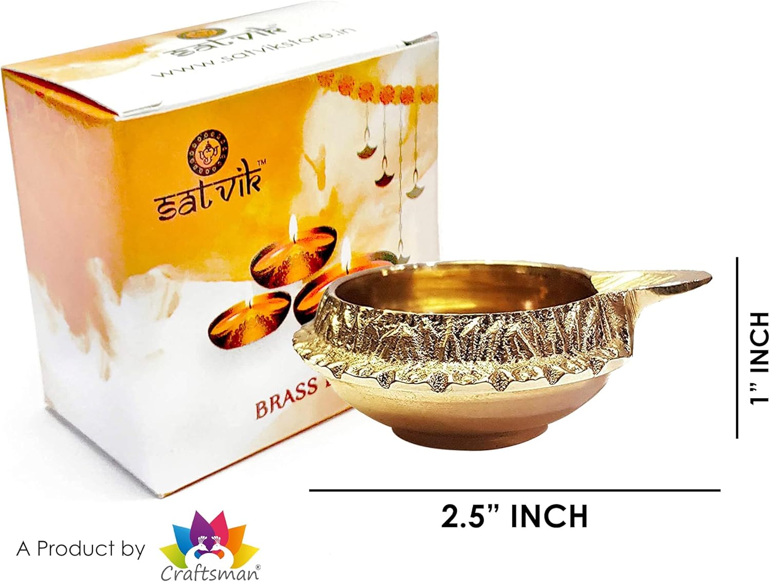 Craftsman Satvik 6 Pc Golden Engraved Kuber Diya Set