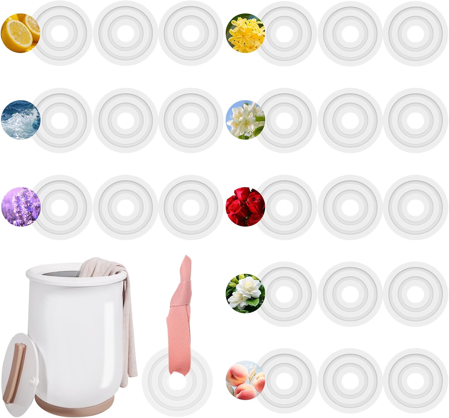 24PCS Fragrance Discs for Towel Warmers with 3 Ribbons 8 Favors