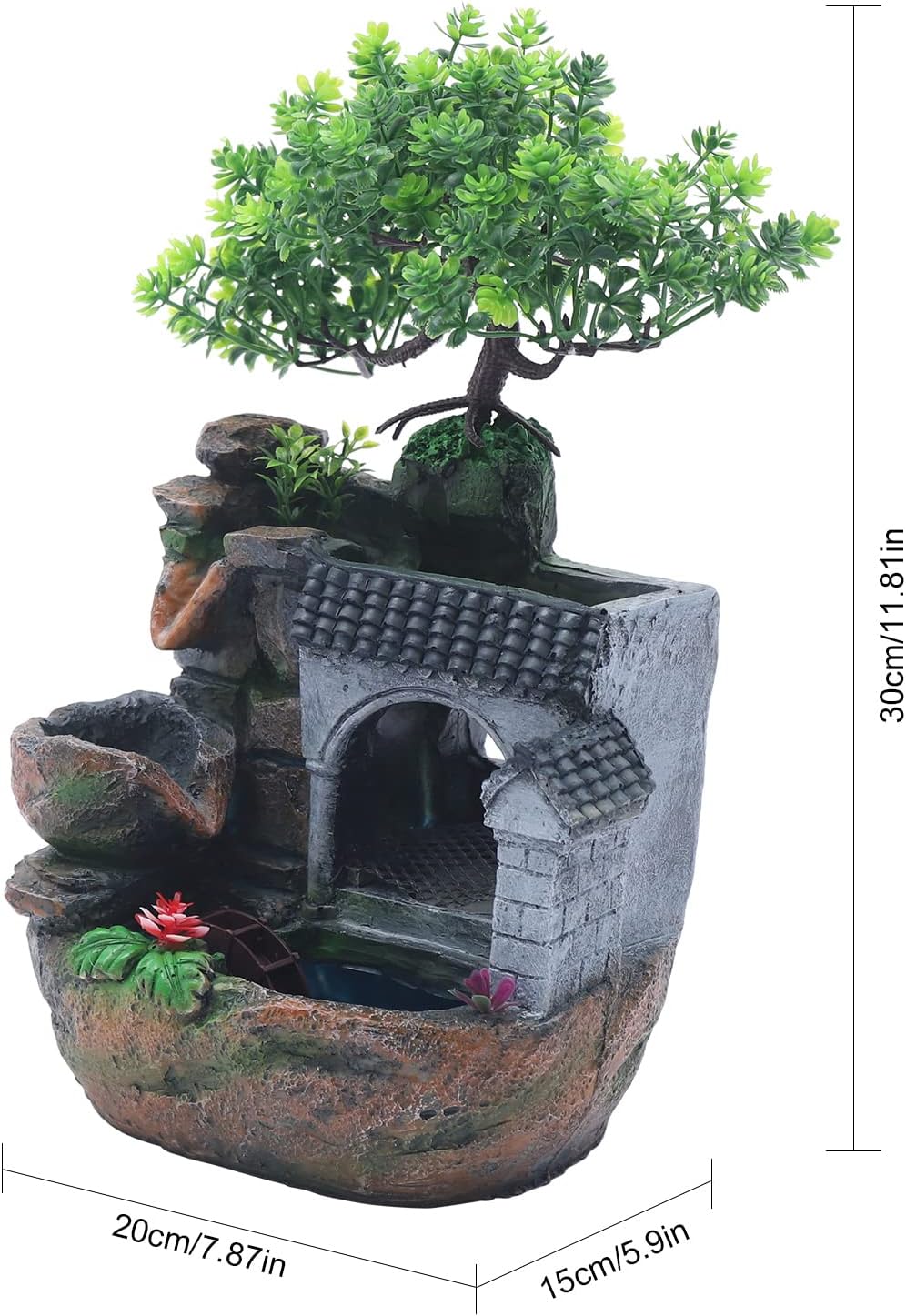 116 Inch Tabletop Fountain with LED Lights