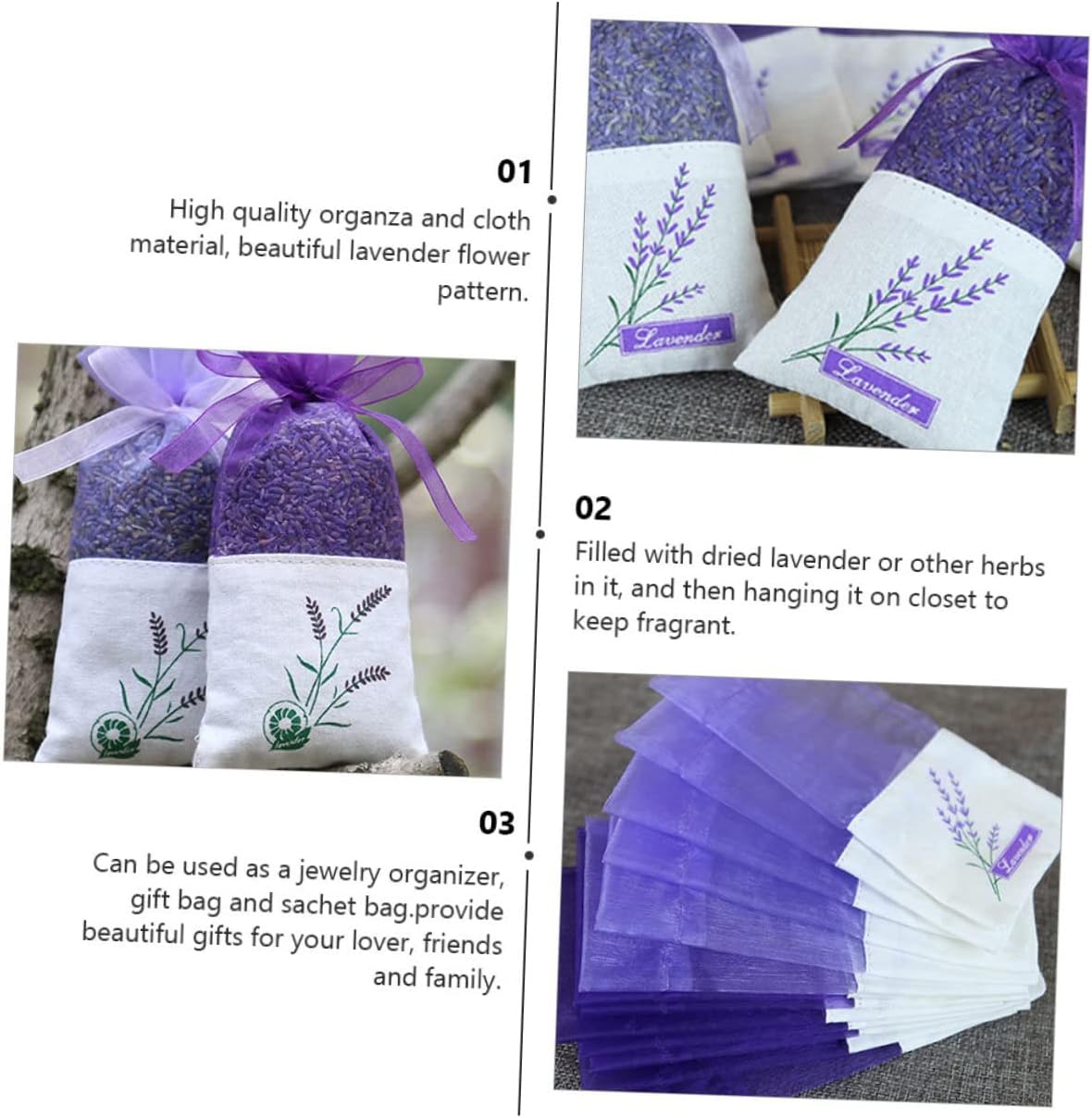 22Pcs Lavender Sachet Bags with Ribbon for Home and Kitchen Use