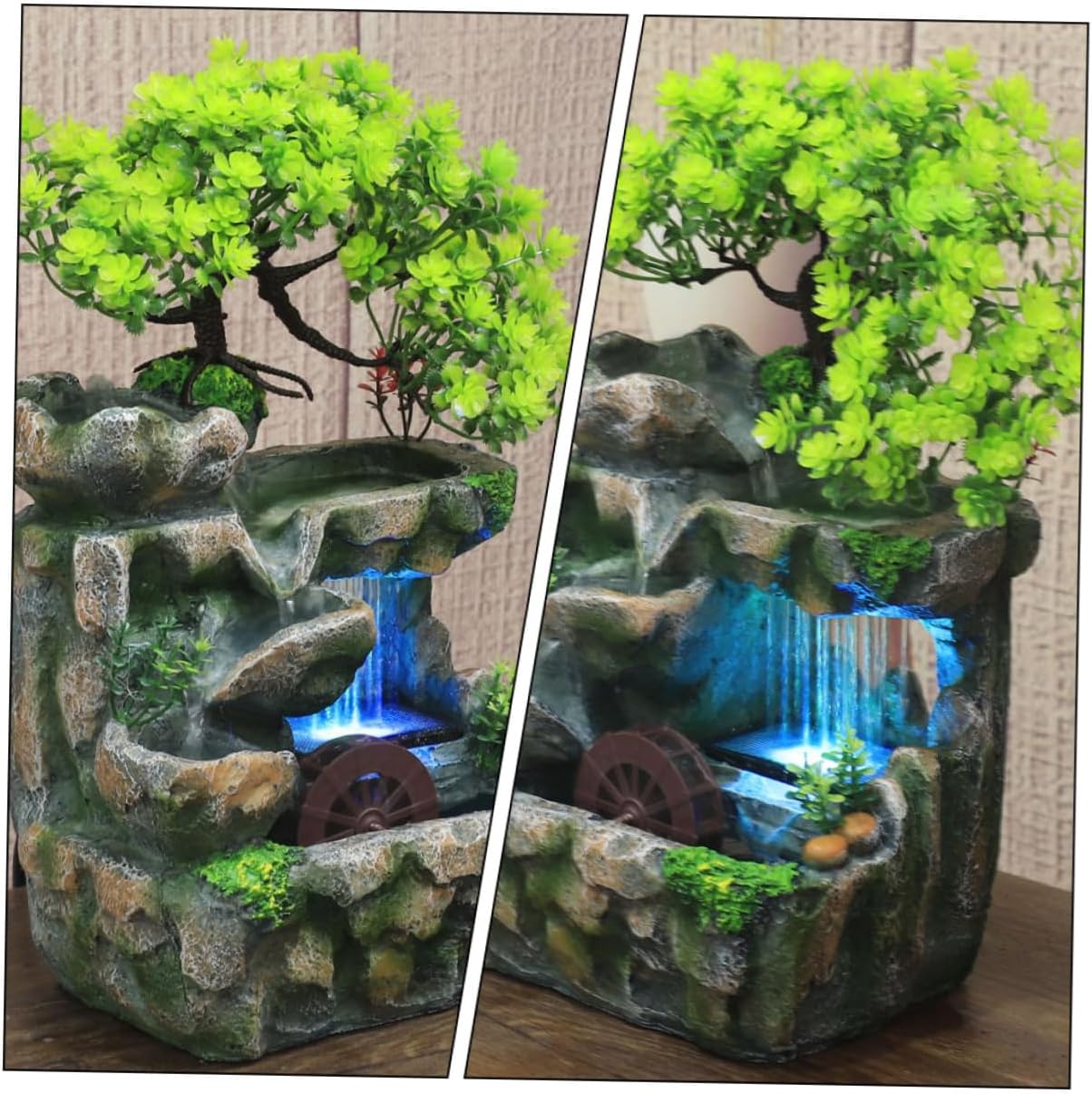 Mobestech Mini Resin Indoor Water Fountain with LED Lights