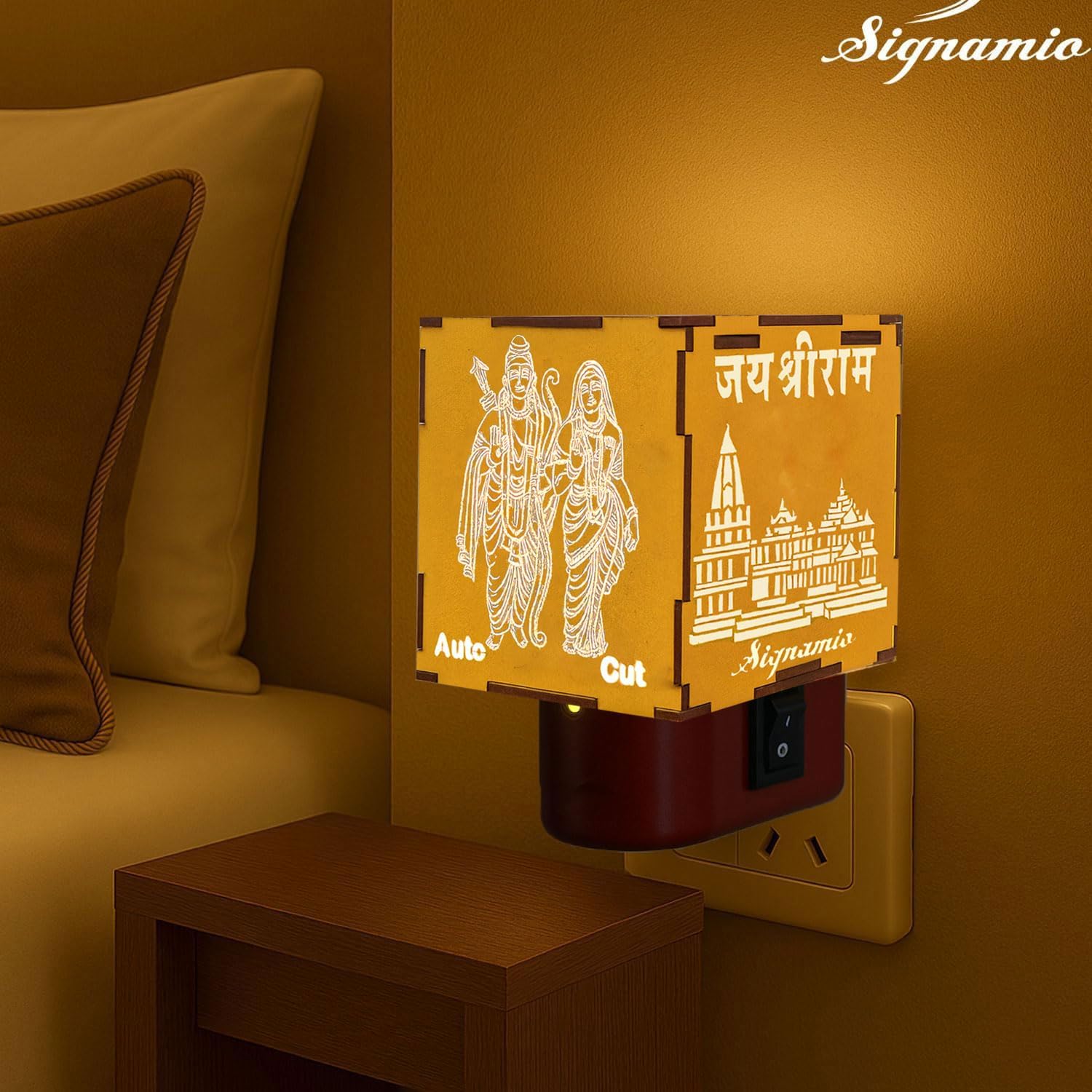 Auto Cut Ram Mandir Camphor Burner with Night Lamp