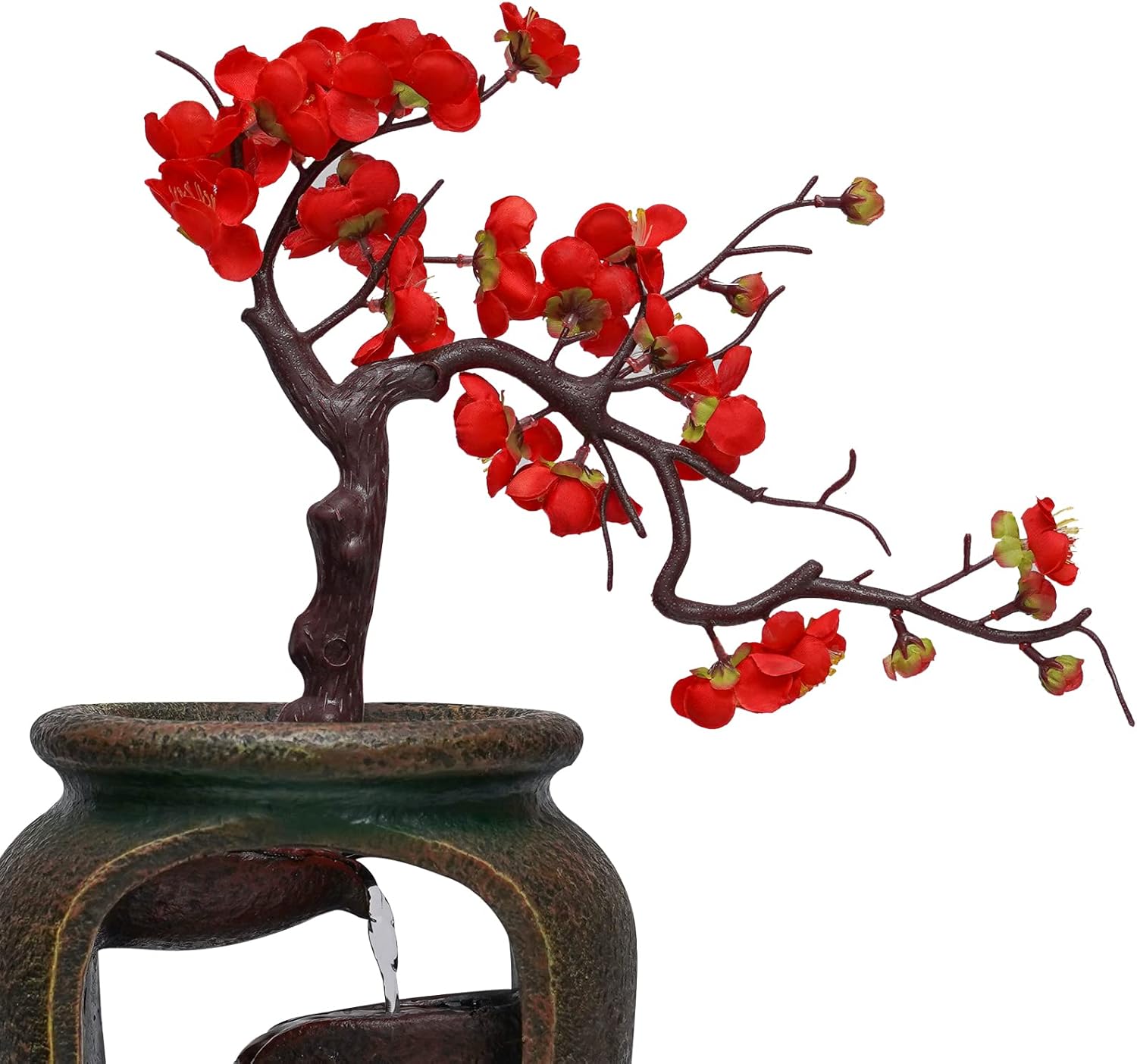 Indoor Desktop Fountain with LED Light and Plum Blossoms