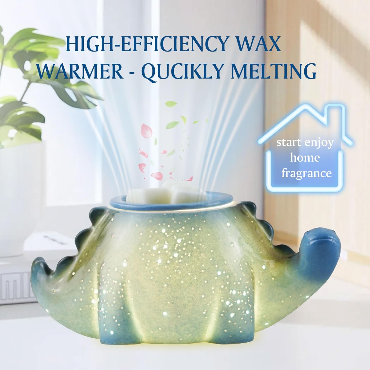 Cute Dinosaur Wax Warmer with 2 Liners and Bulbs