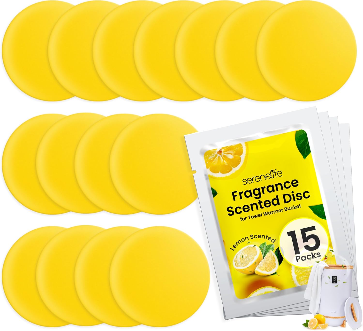 SereneLife 15pcs Lemon Scented Fragrance Discs