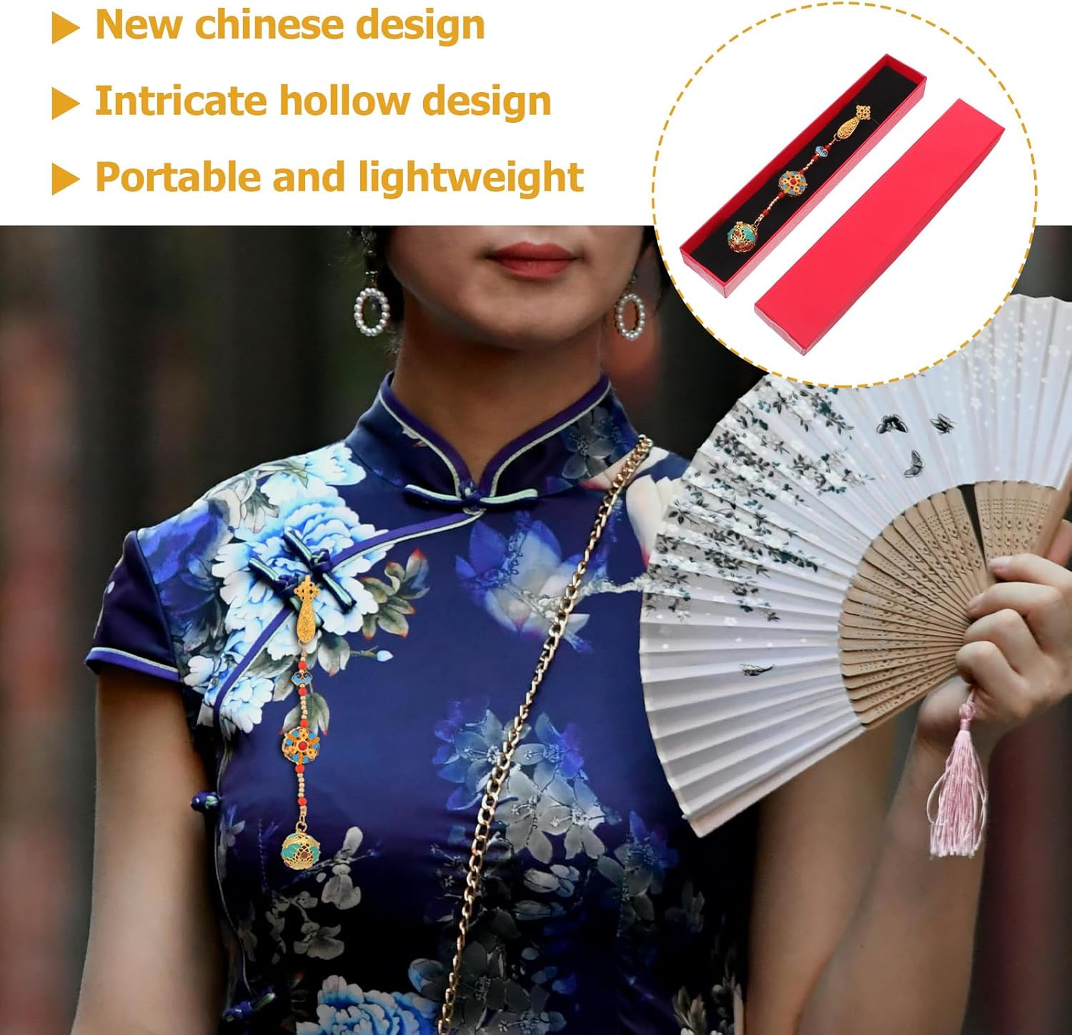 LOGOFUN Portable Chinese Style Cloisonne Aromatherapy Pendant with Rose Fragrance