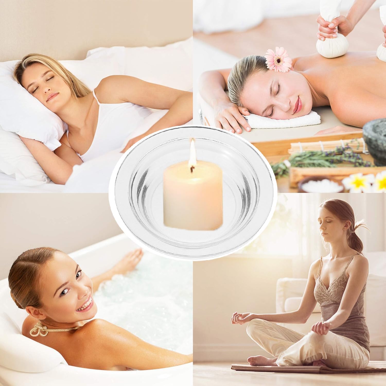 2PCS Glass Wax Melting Tray Aromatherapy Candle Heating Bowl for Diffusers
