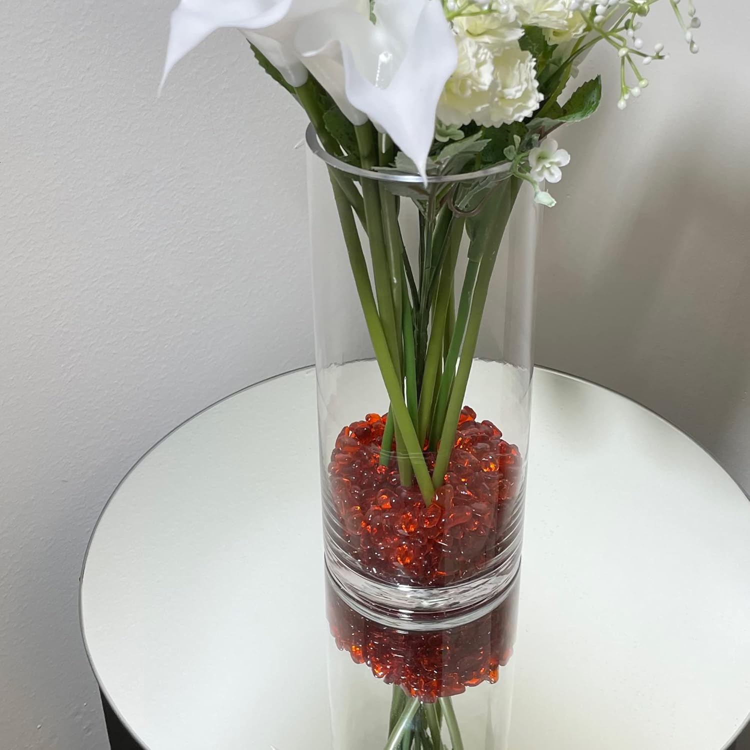 CYS EXCEL Red Orange Glass Vase Filler 10 LBS