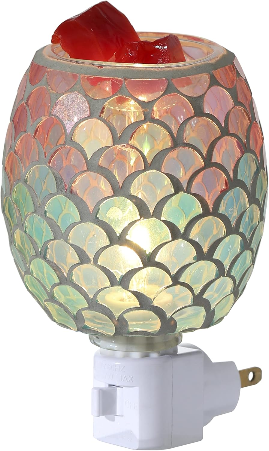Mosaic Glass Plug-in Fragrance Wax Melt Warmer with Mermaid Design
