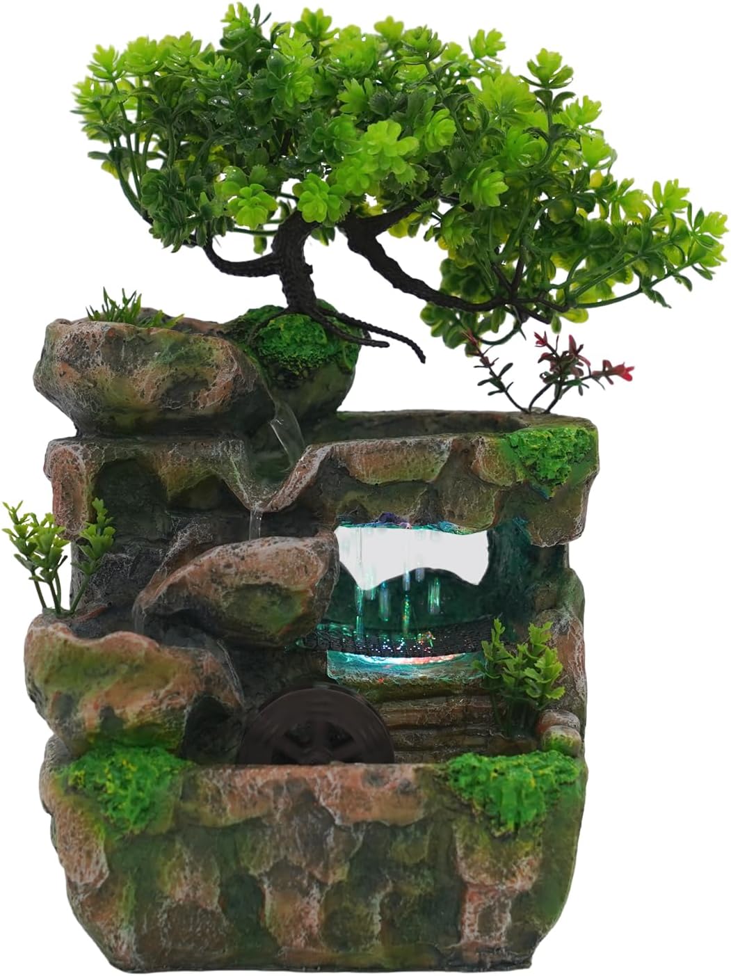 Glowing Mini Rockery Fountain with LED Lights and Automatic Pump