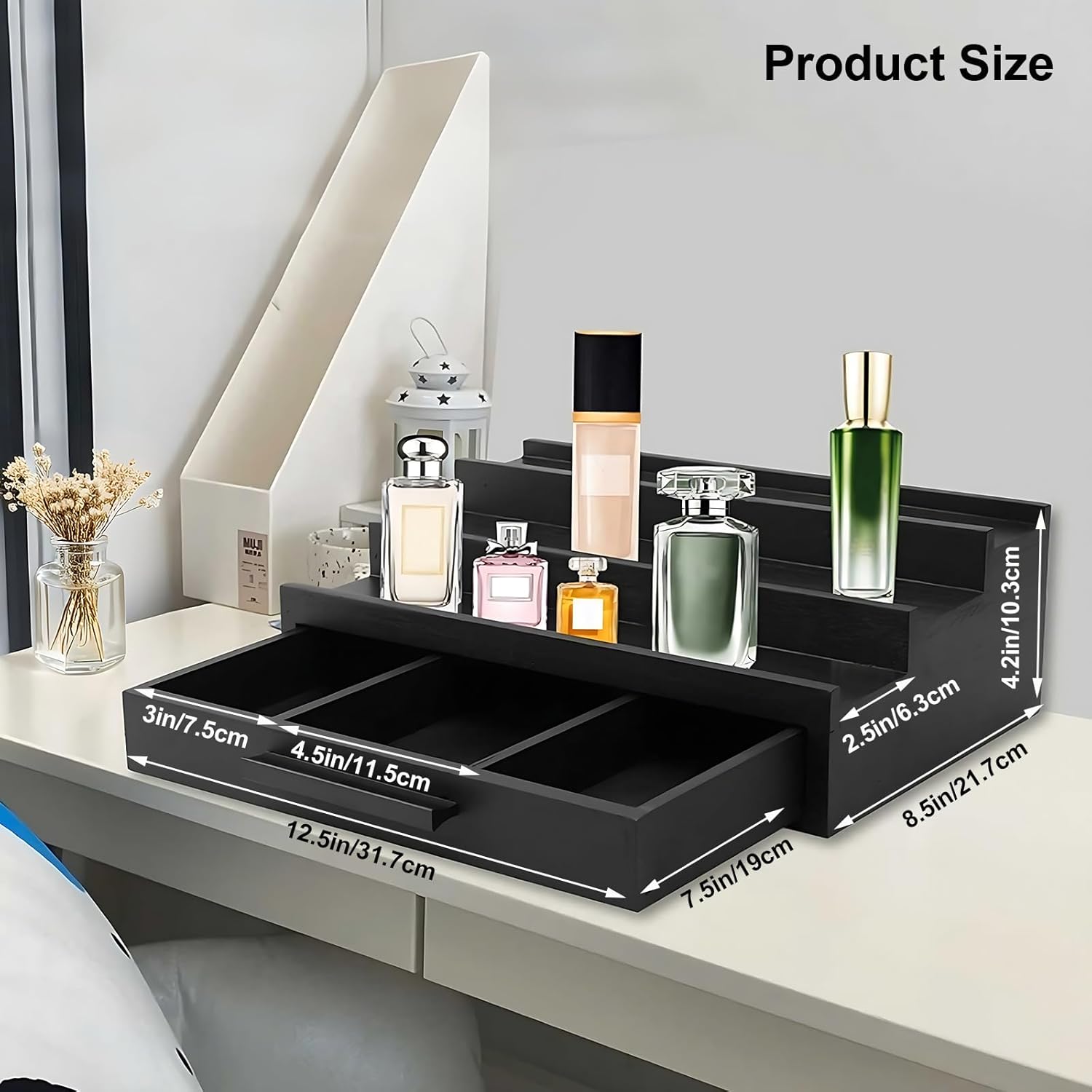 Cologne Organizer for Men 3 Tier Wooden Display Stand