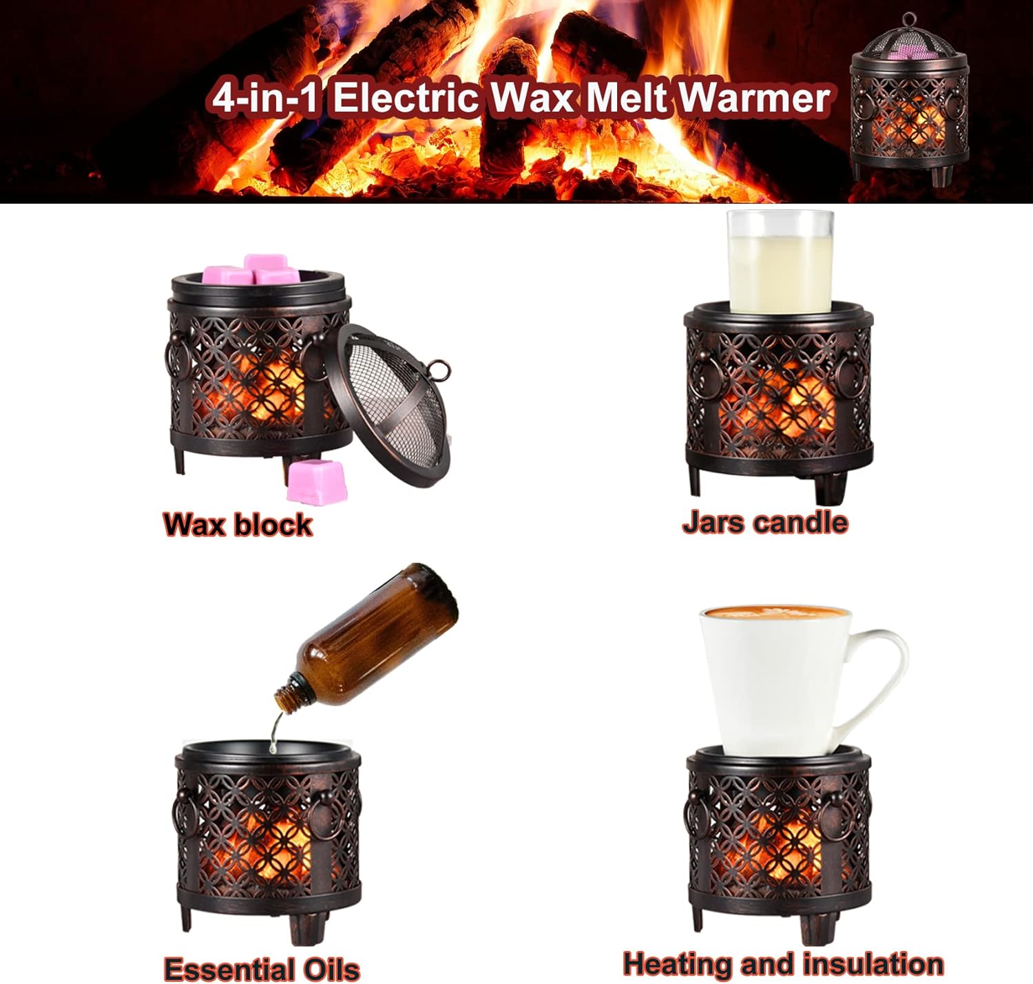 Copper Coin Wax Melt Warmer with 4-in-1 Function