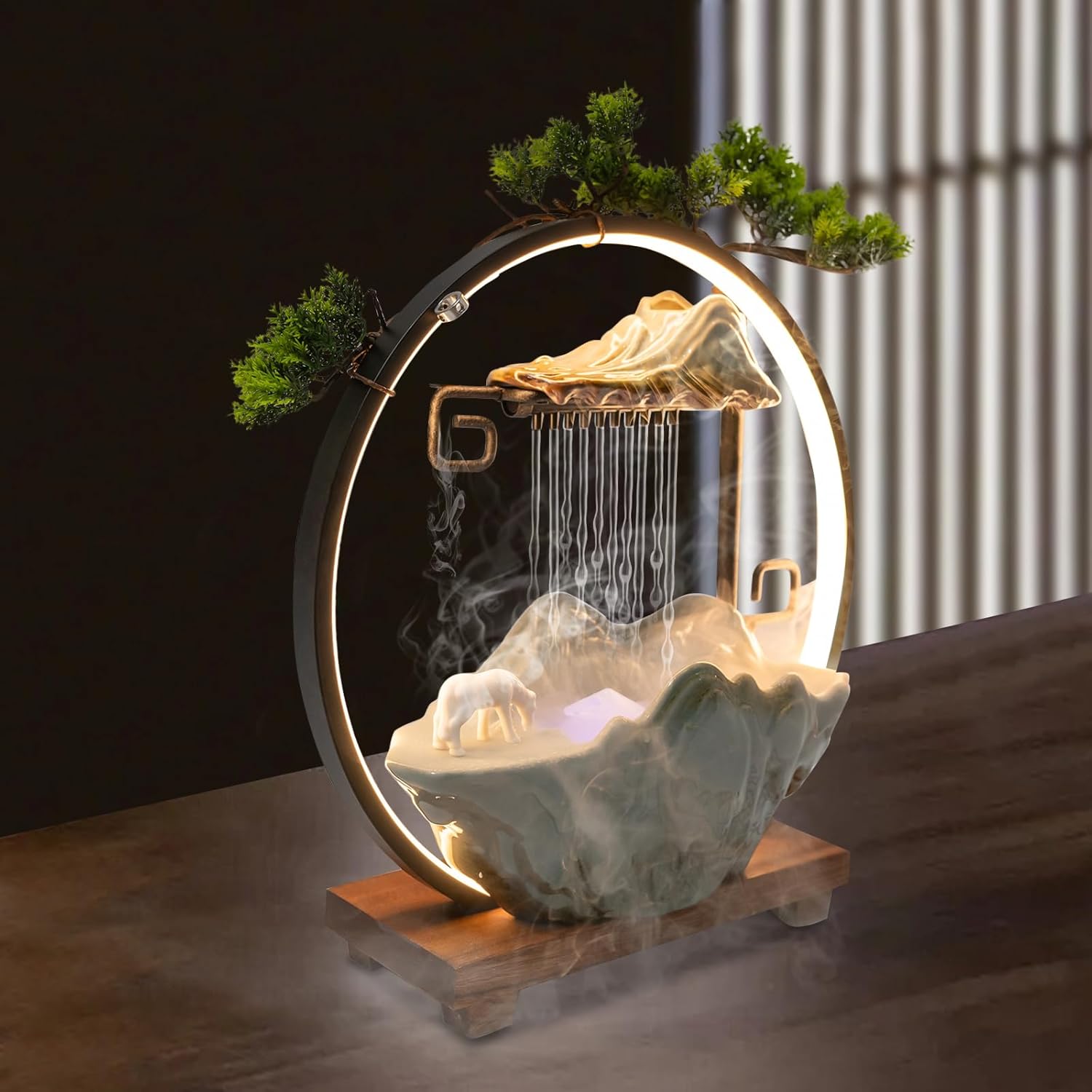 Indoor Waterfall Fountain with LED and Mist