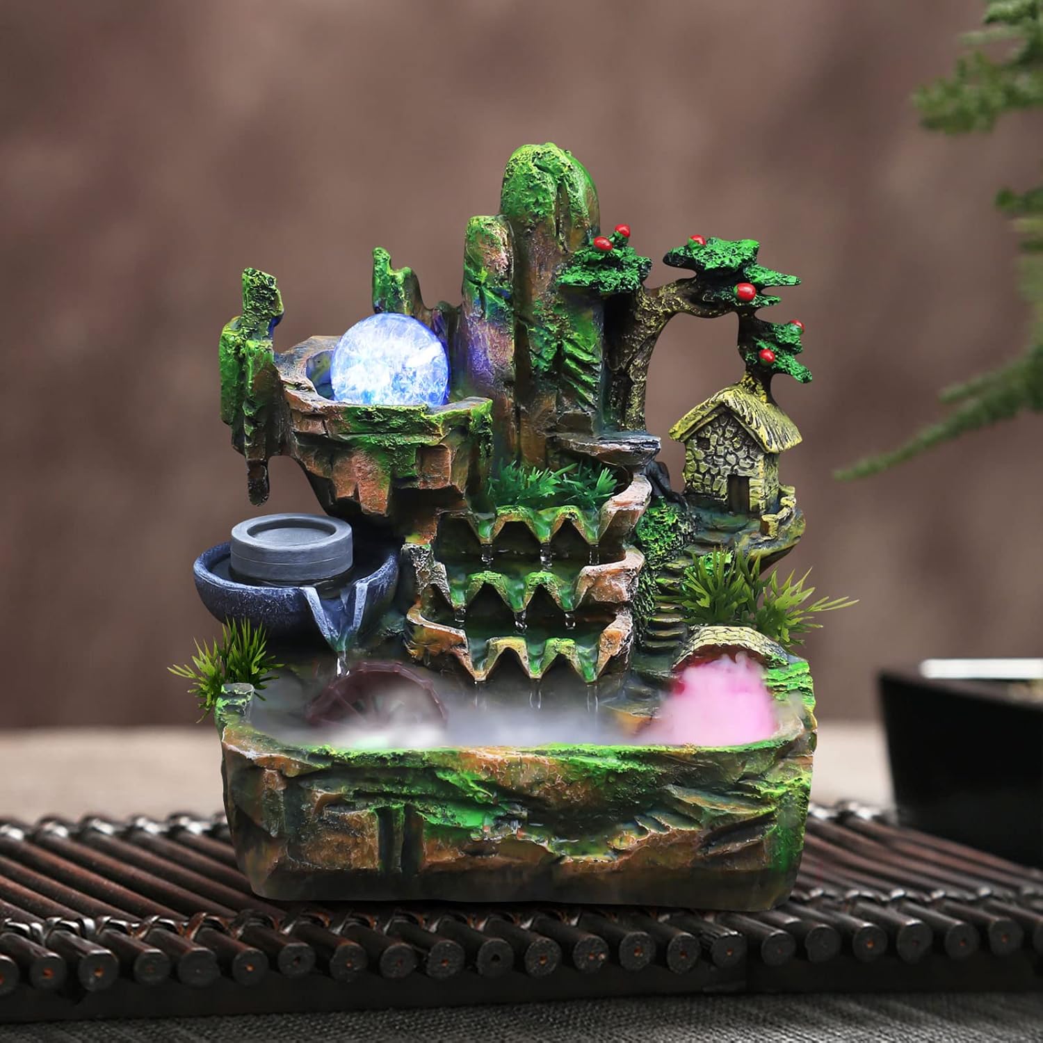 Genseino Rockery Fountain with LED Lights and Atomizer