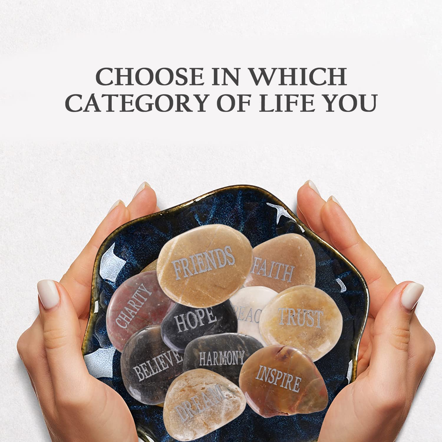 12PCS Engraved Inspirational Polished Garden Stones