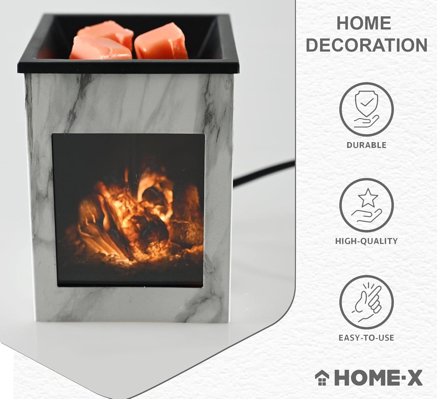 Home-X Glowing Fireplace Wax Warmer with Electric Flame