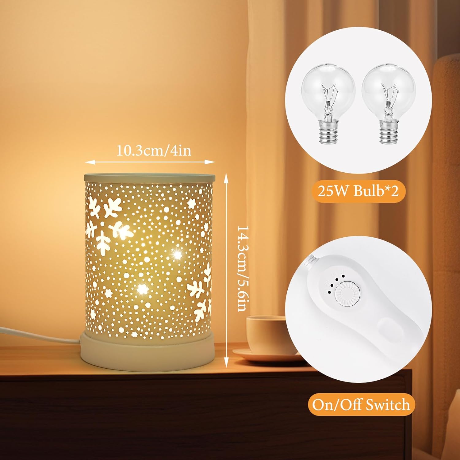 2-in-1 Electric Wax Melter with Timer and 2 Bulbs