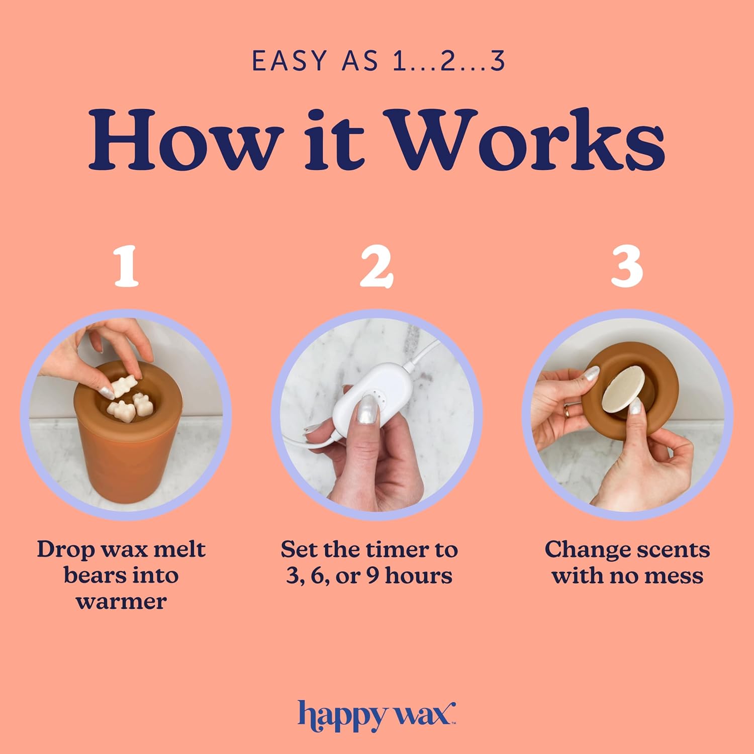 Happy Wax Marble Mini Mod Warmer for Scented Wax