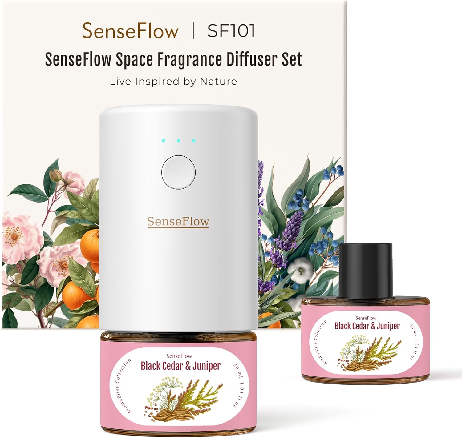 SenseFlow SF101 Waterless Ultrasonic Diffuser - 120 Day Natural Air Freshener