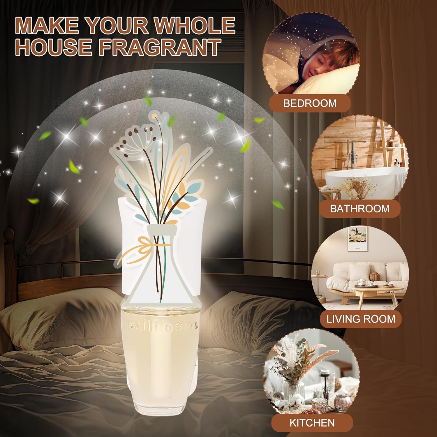 4 Pack Boho Flower Scented Candle with Night Light