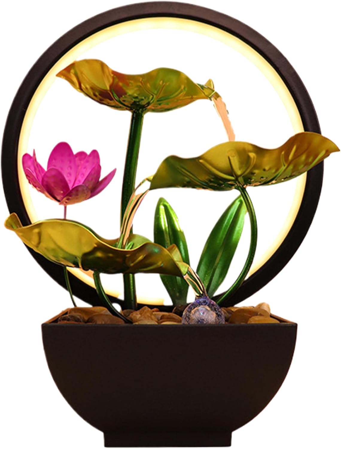 Indoor Waterfall Fountain with LED Light Up Tabletop Fountain 3-Tier 79x51x102in