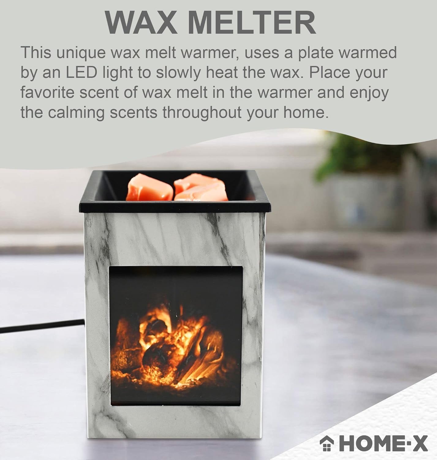 Home-X Glowing Fireplace Wax Warmer with Electric Flame