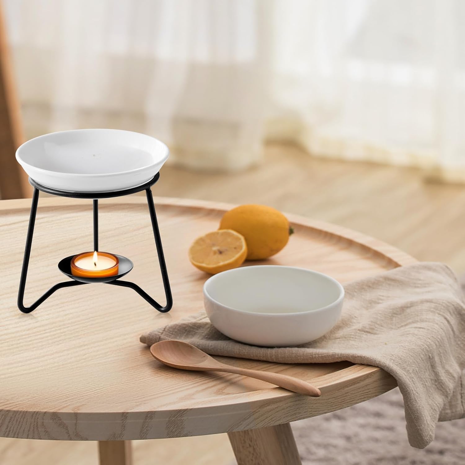 WDCD Wax Melt Essential Oil Burner Ceramic Aromatherapy Diffuser with Petal Design