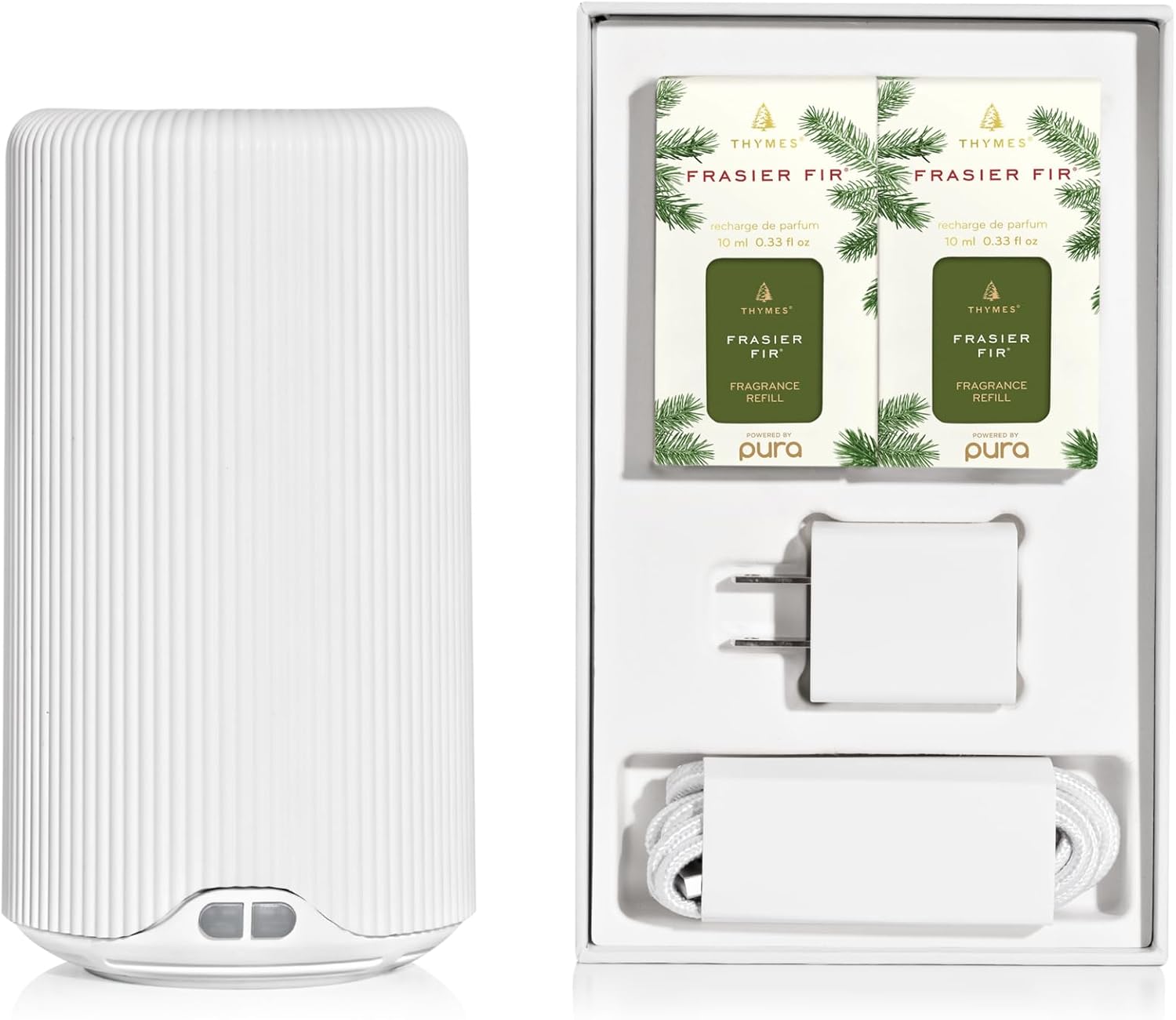Thymes Pura Plus Smart Diffuser Kit with Frasier Fir Refills