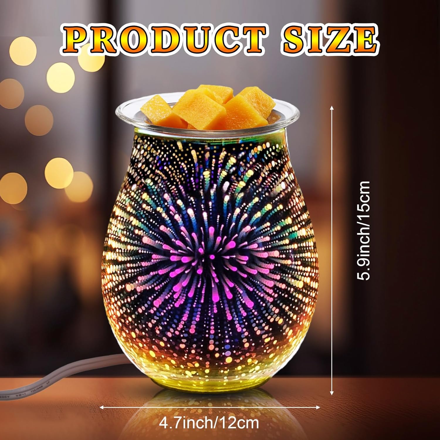 2 Pcs Plug In Wax Melts 3D Glass Warmer with Removable Tray