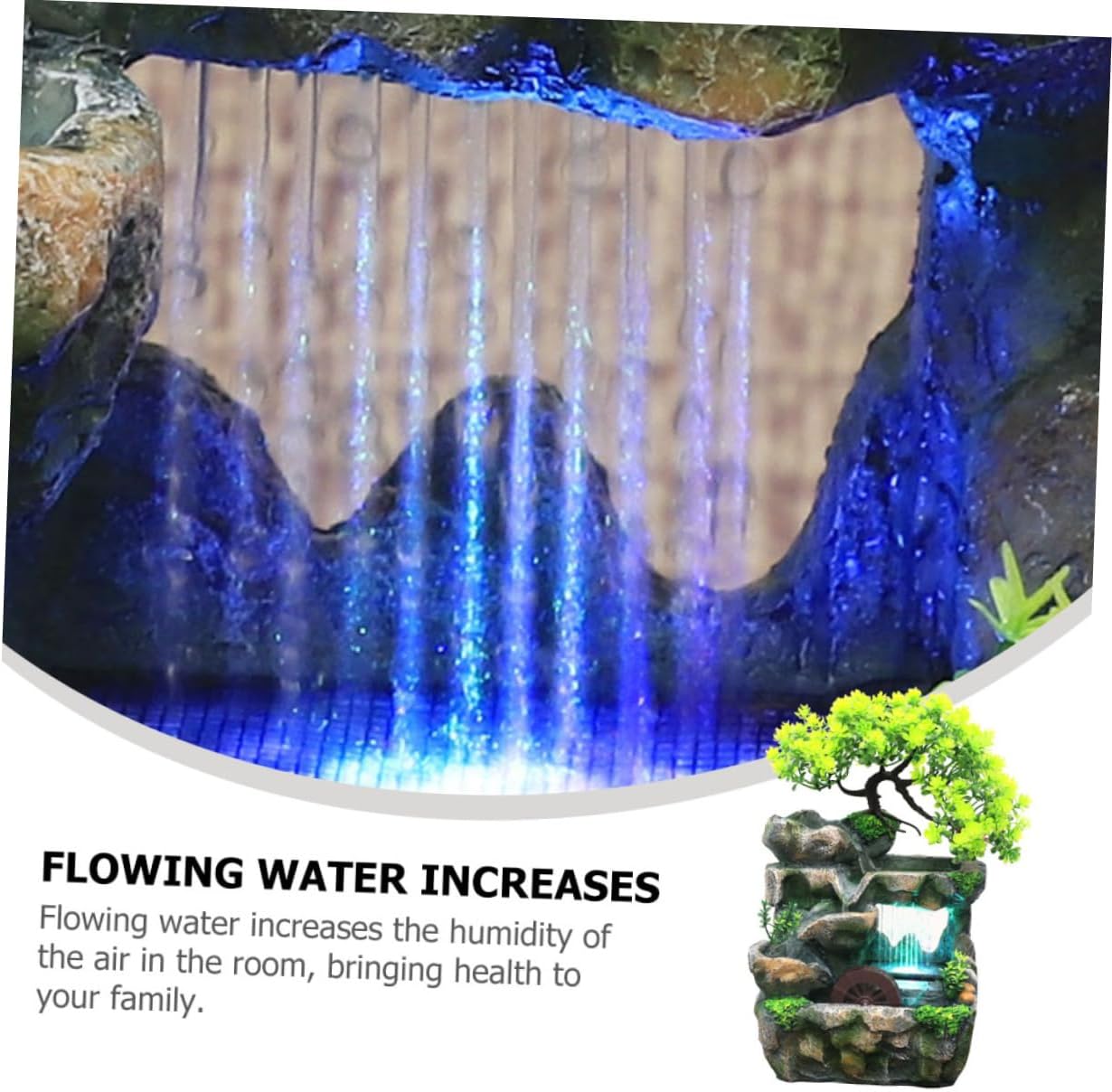 Mobestech Mini Resin Indoor Water Fountain with LED Lights