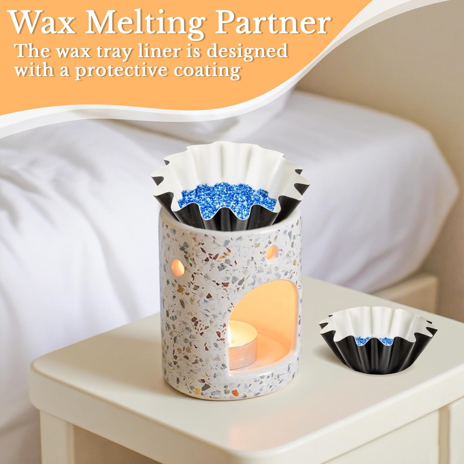 50PCS Reusable Wax Melt Liners - Leakproof Black Cups for Wax Warmers
