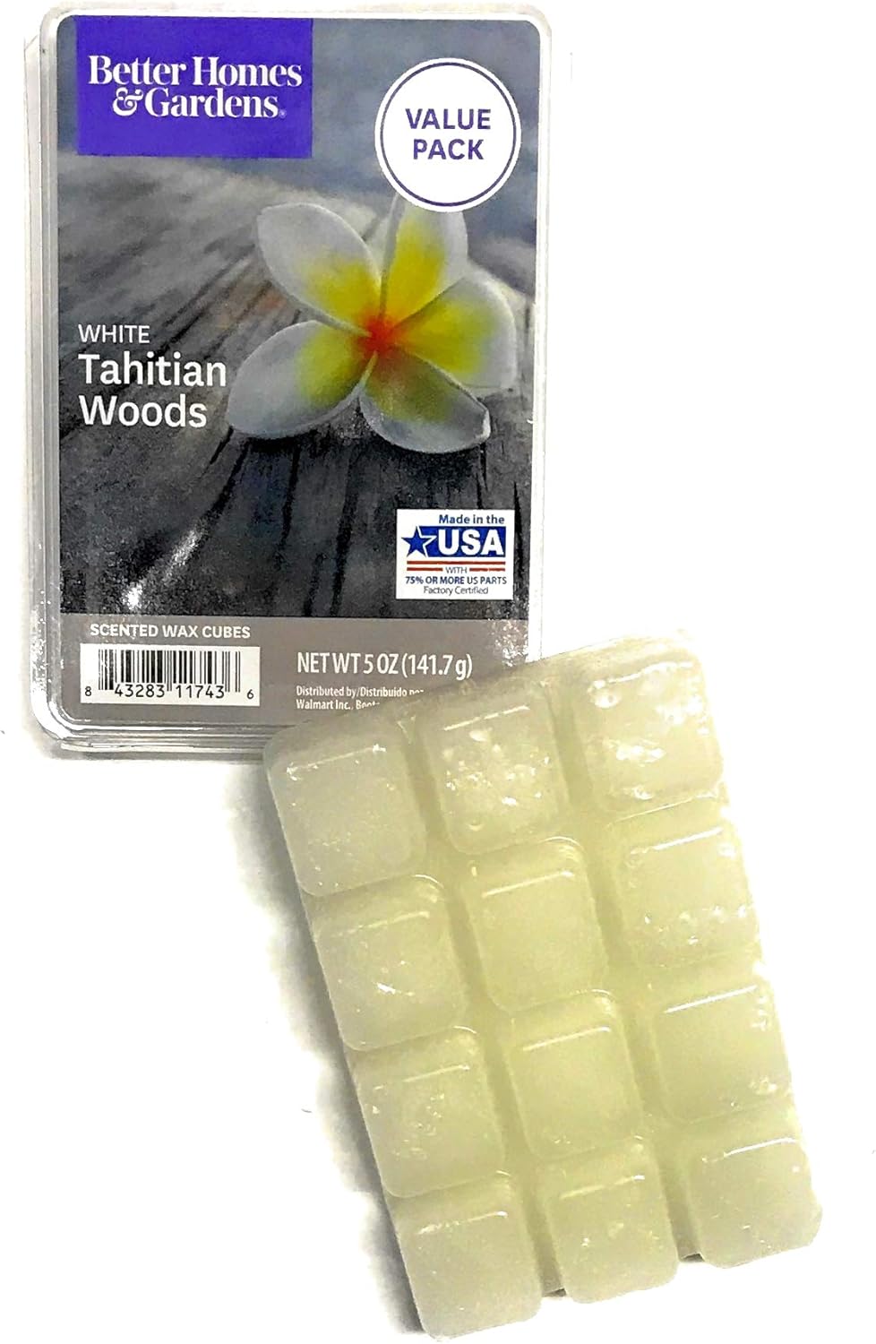 Better Homes and Gardens Scented Wax Cubes Tahitian Woods 5 Oz Package