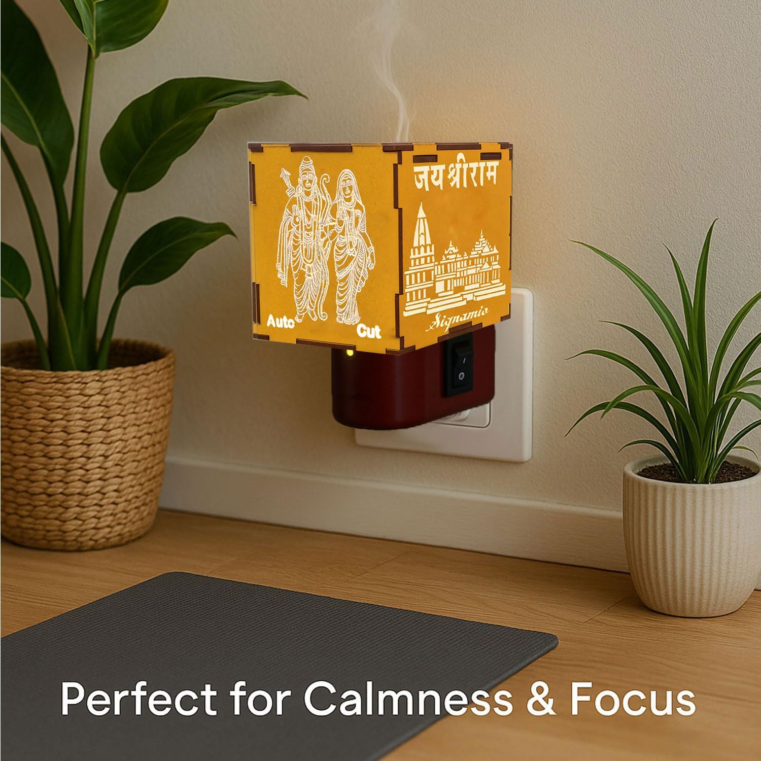 Auto Cut Ram Mandir Camphor Burner with Night Lamp