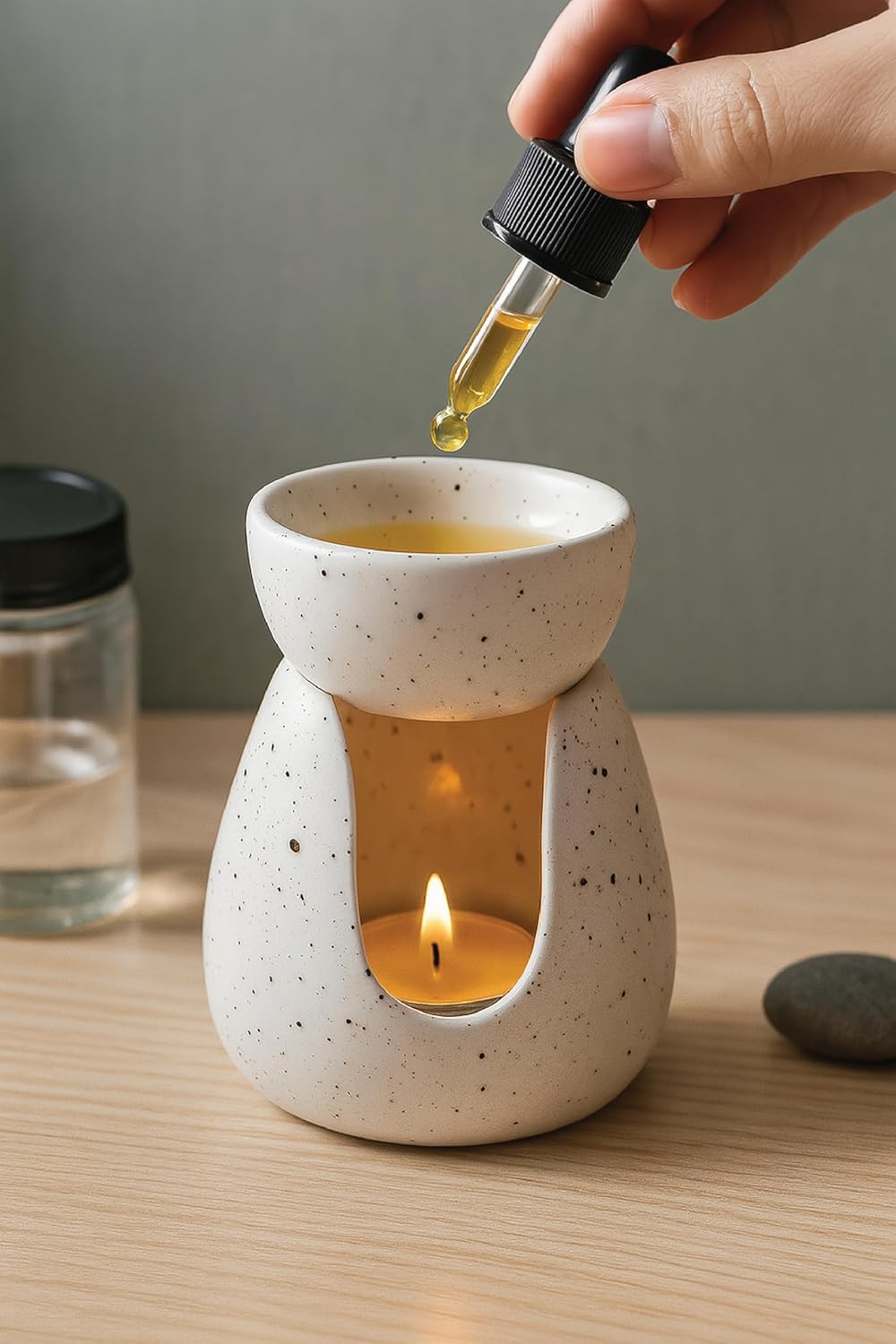 Ceramic Oil Burner - Tealight Essential Oil Warmer Minimalist Design