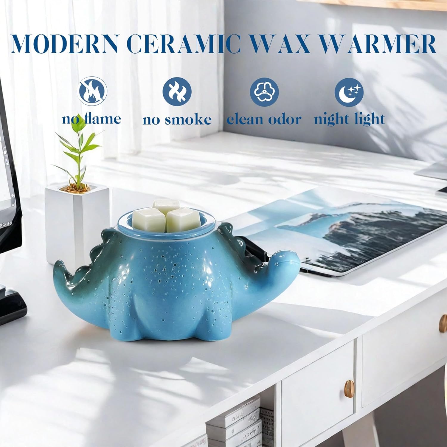 Cute Dinosaur Wax Warmer with 2 Liners and Bulbs