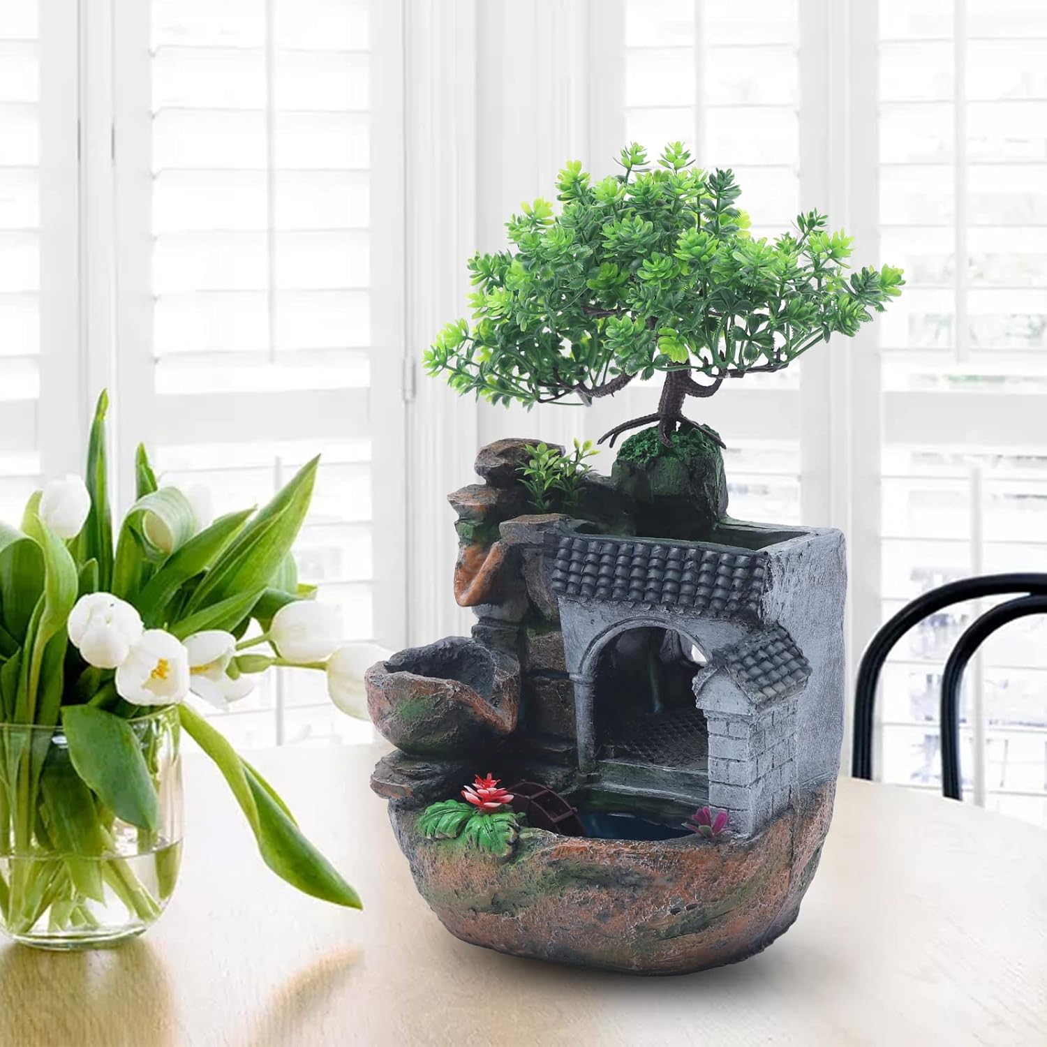 Stylish Indoor Tabletop Waterfall Fountain with LED Light