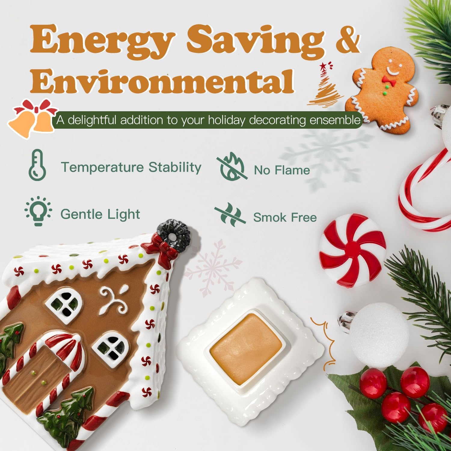 SALKING Christmas Wax Melt Warmer Gingerbread House