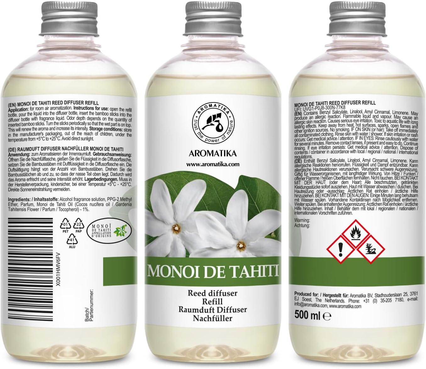 AROMATIKA Monoi de Tahiti 17 Fl Oz Floral Diffuser Refill