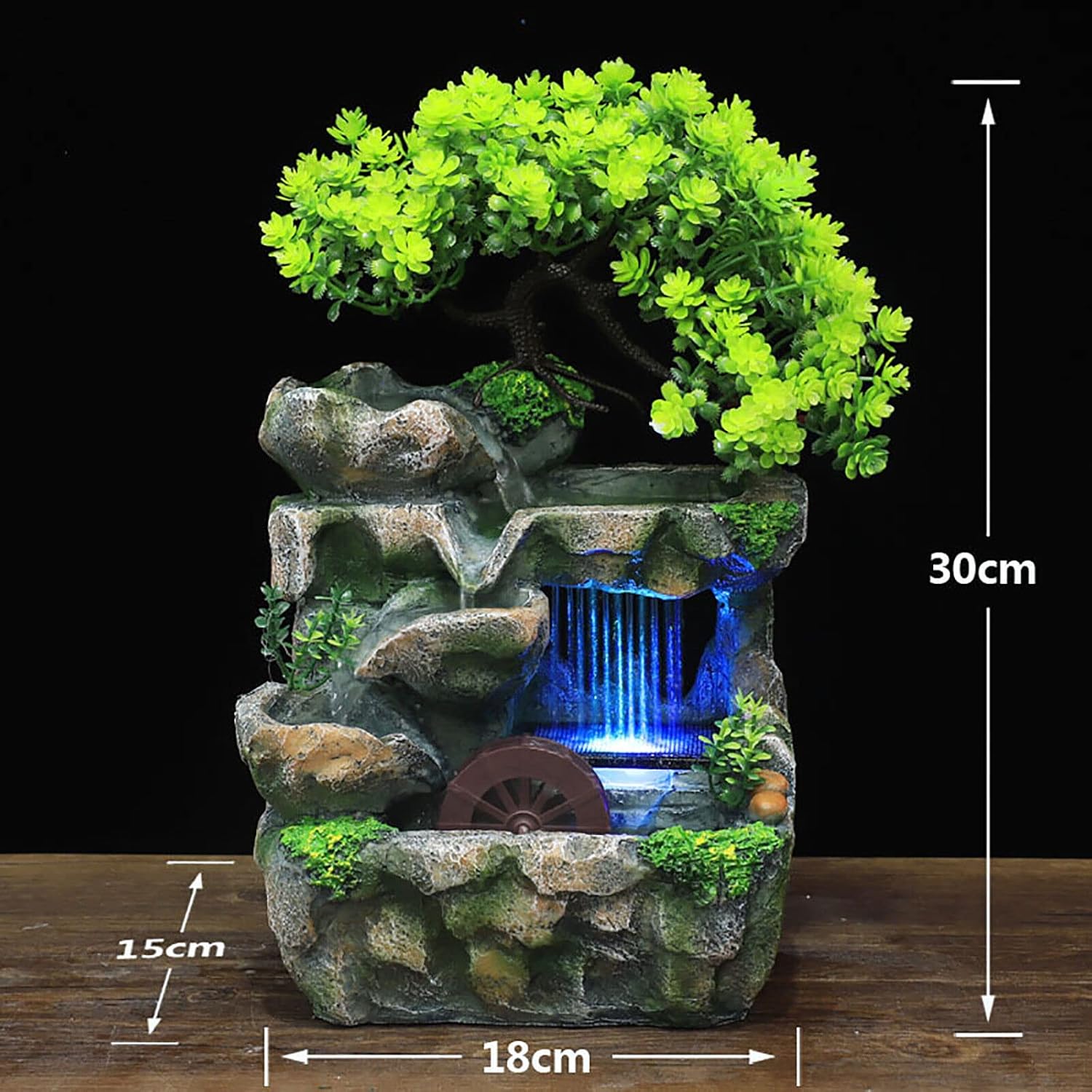 DDBESSIC Rockery Stream Tabletop Fountain with LED Light