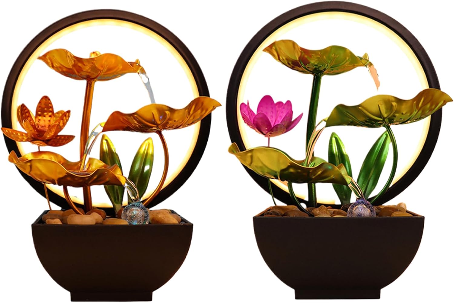 Indoor Waterfall Fountain with LED Light Up Tabletop Fountain 3-Tier 79x51x102in
