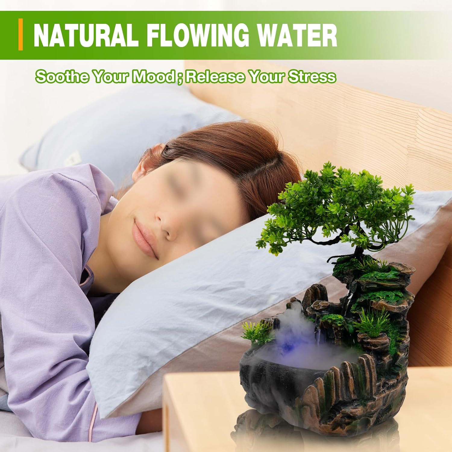 Indoor Tabletop Fountain Waterfall with LED Light