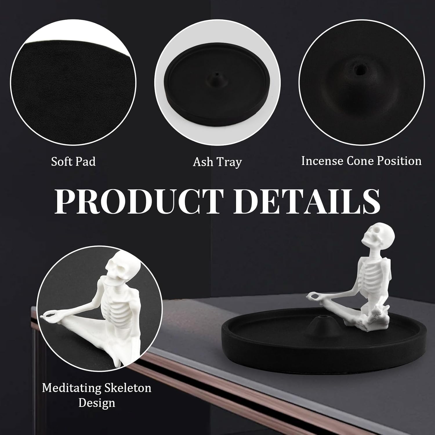 Meditating Skeleton Incense Stick Holder for Yoga and Meditation