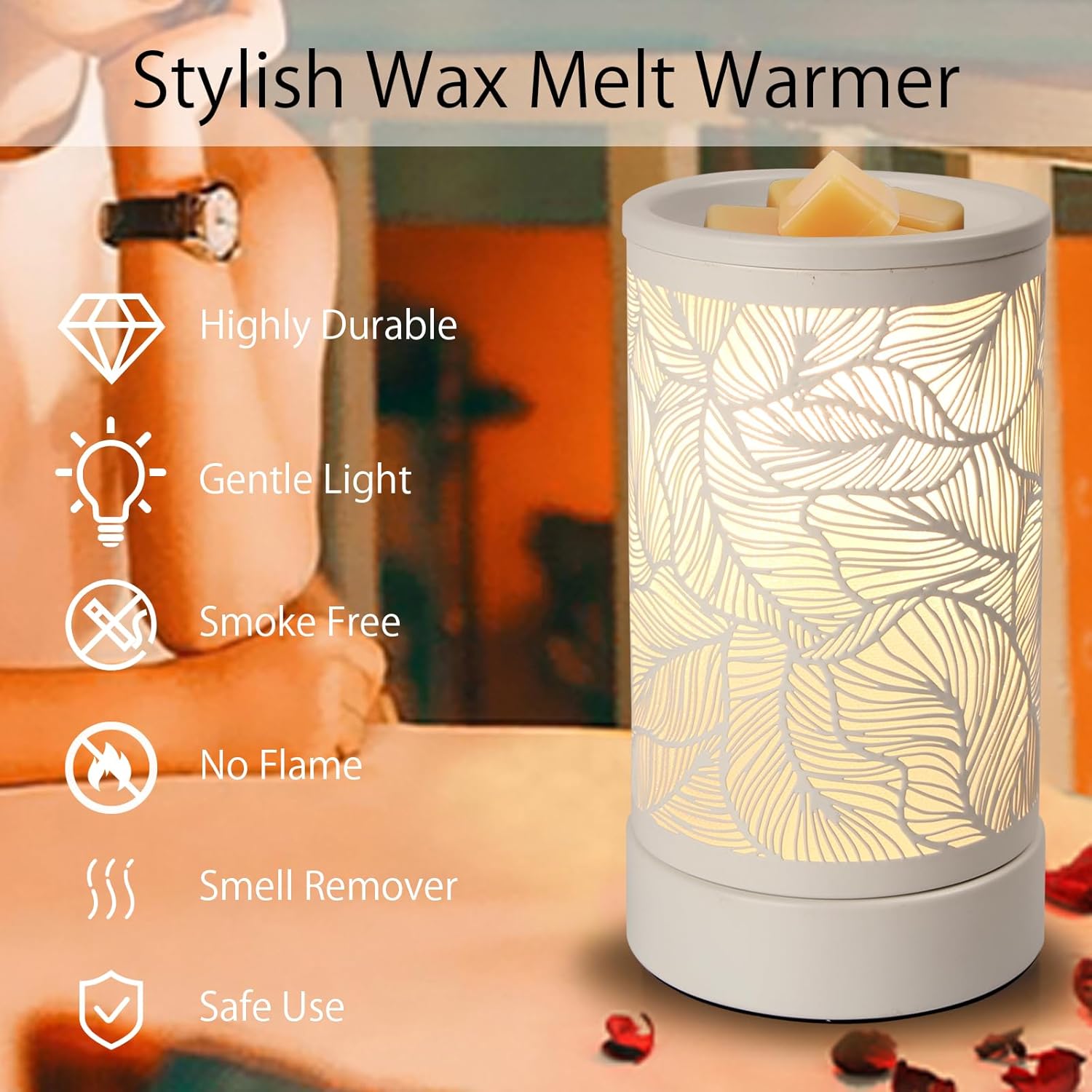 Electric Wax Melter Warmer with Night Light Metal Design