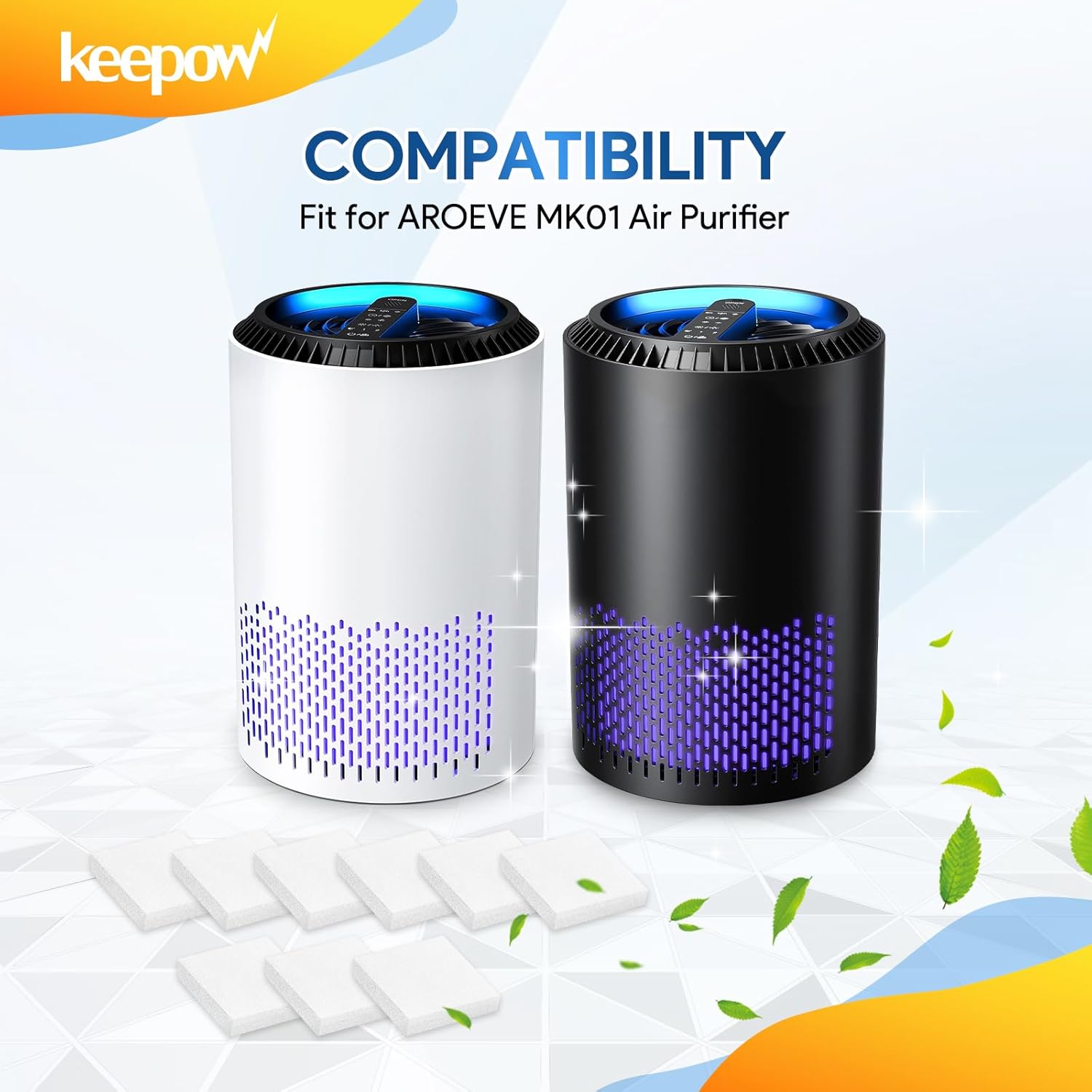 KEEPOW 50 Aroma Pads Replacement for AROEVE MK01 Air Purifier